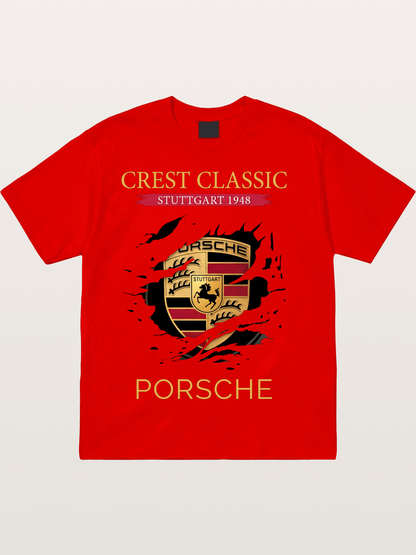 Porsche Stuttgart Tear Logo Cotton T-shirt