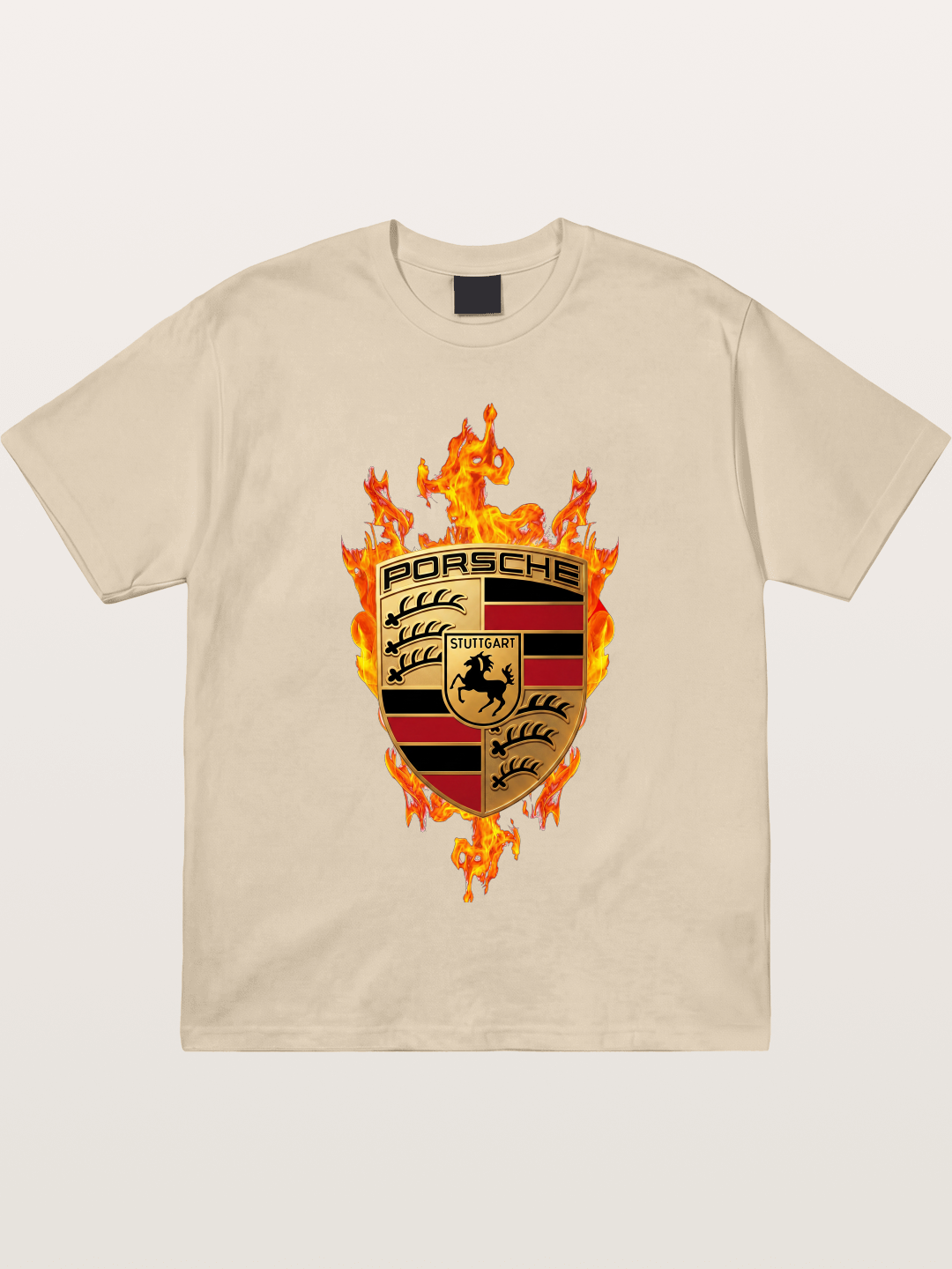 Porsche Flaming Logo Print Gildan T-shirt