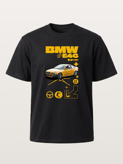 BMW E46 Yellow Tuner Print Gildan T-shirt