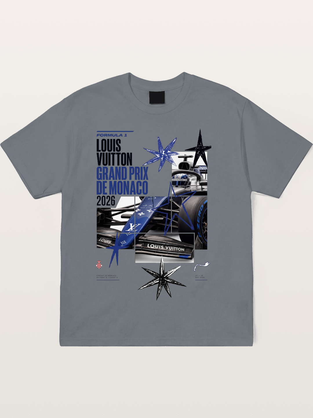 Blue LV F1 Monaco Poster Cotton T-shirt