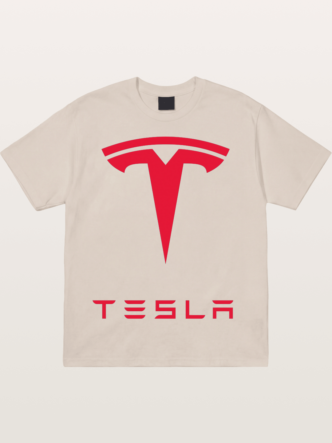 Tesla Red Logo Sticker Cotton T-shirt