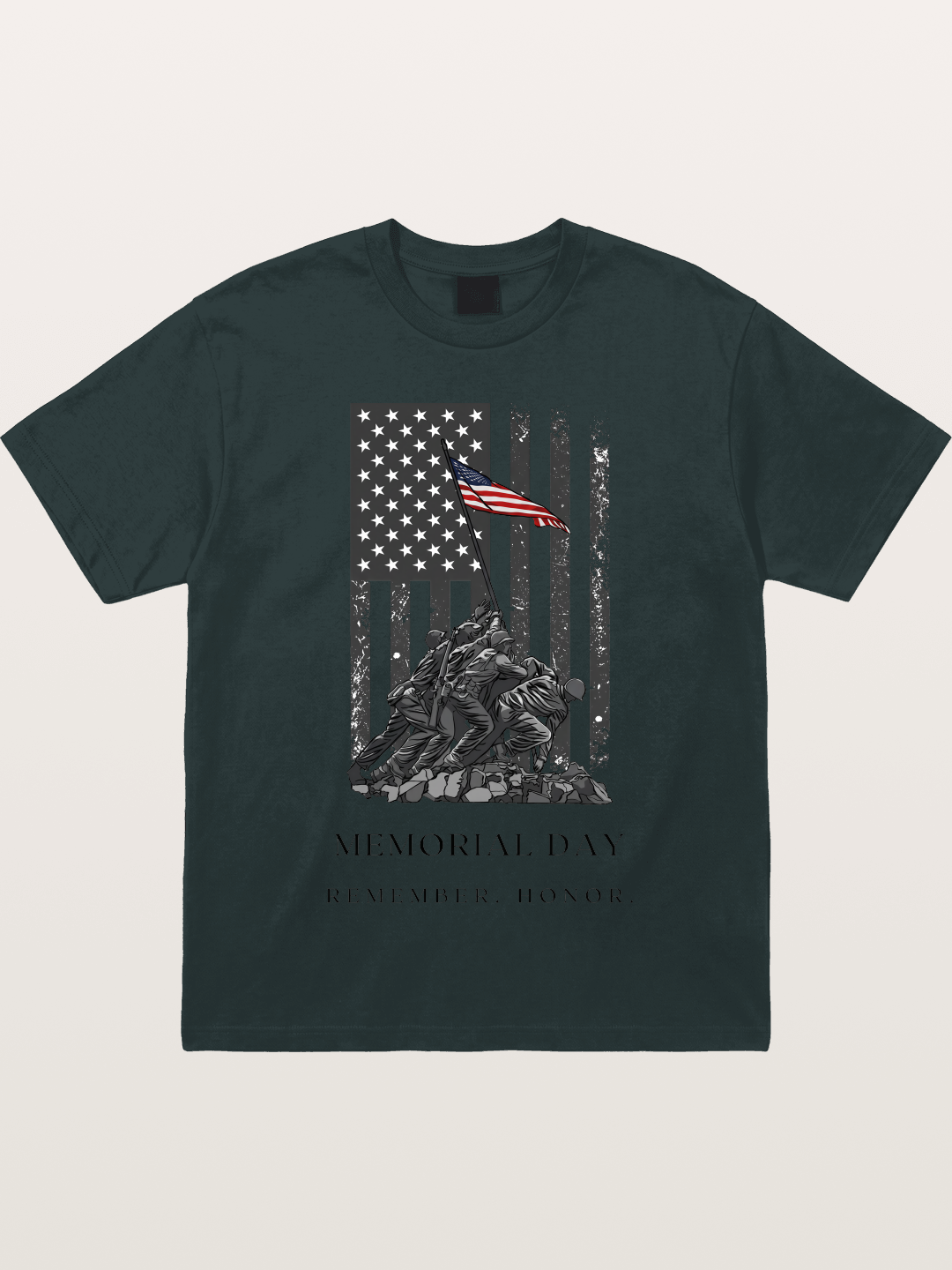 Memorial Day Flag Raising Print Gildan T-shirt