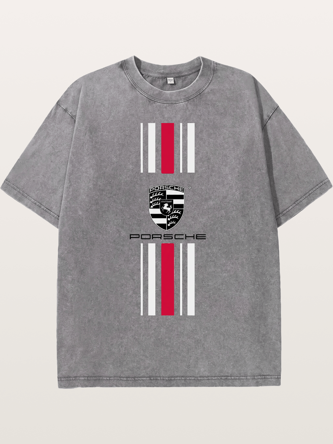 Porsche Crest Striped Design Washed T-shirt