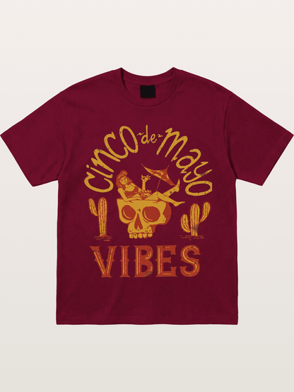 Cinco de Mayo Retro Skull Vibes Gildan T-shirt