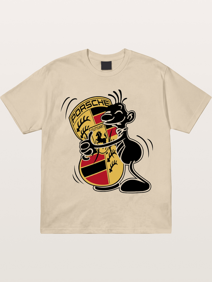 Character Hugging Porsche Crest Gildan T-shirt