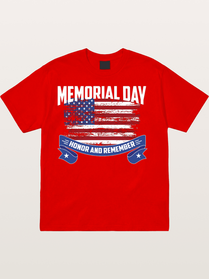 Honor and Remember Memorial Day Flag Cotton T-shirt