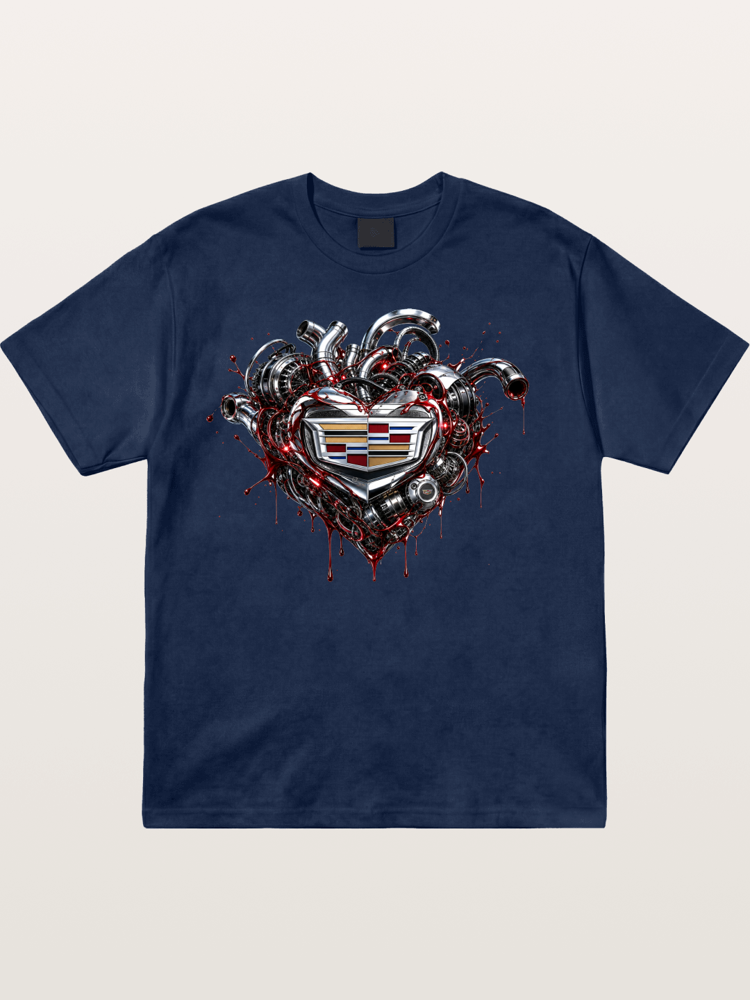 Cadillac Engine Heart Design Cotton T-shirt