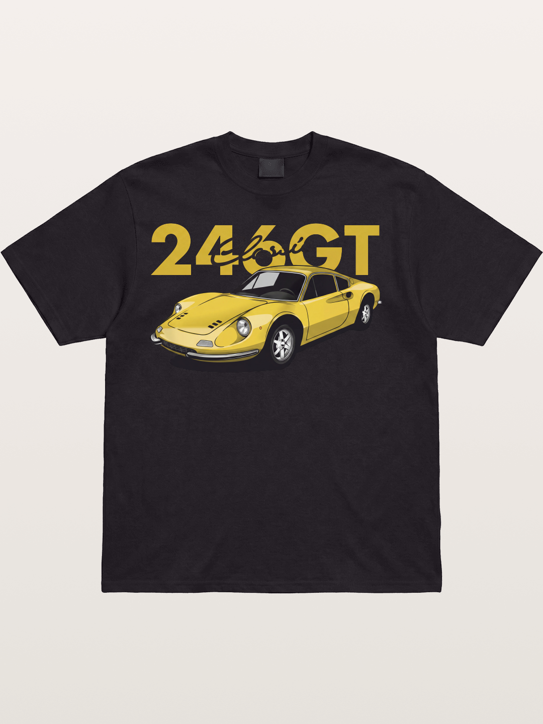 Ferrari 246 GT Classic Yellow Cotton T-shirt
