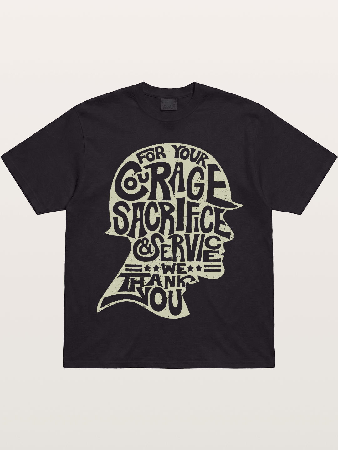 Soldier Helmet Courage Sacrifice Word Art Gildan T-shirt