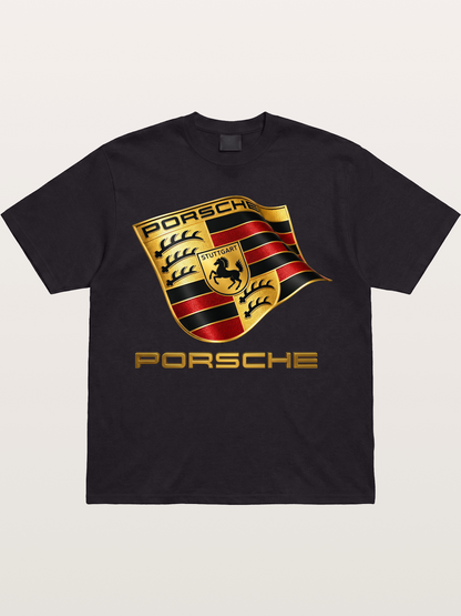 Porsche Waving Crest Art Gildan T-shirt