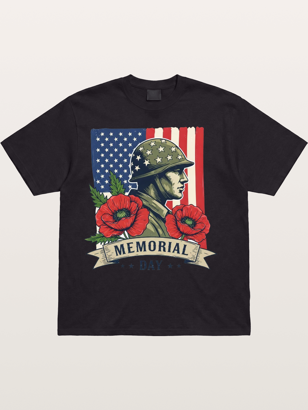 Memorial Day Poppy Soldier Art Cotton T-shirt