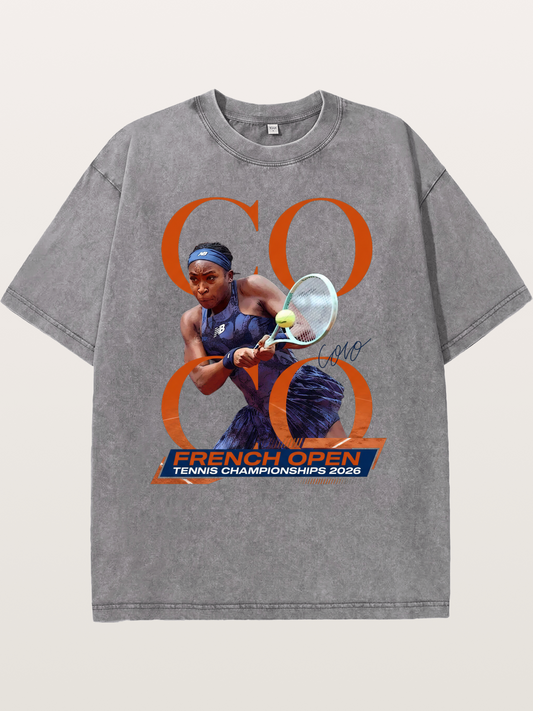 Coco Gauff French Open Portrait Washed T-shirt