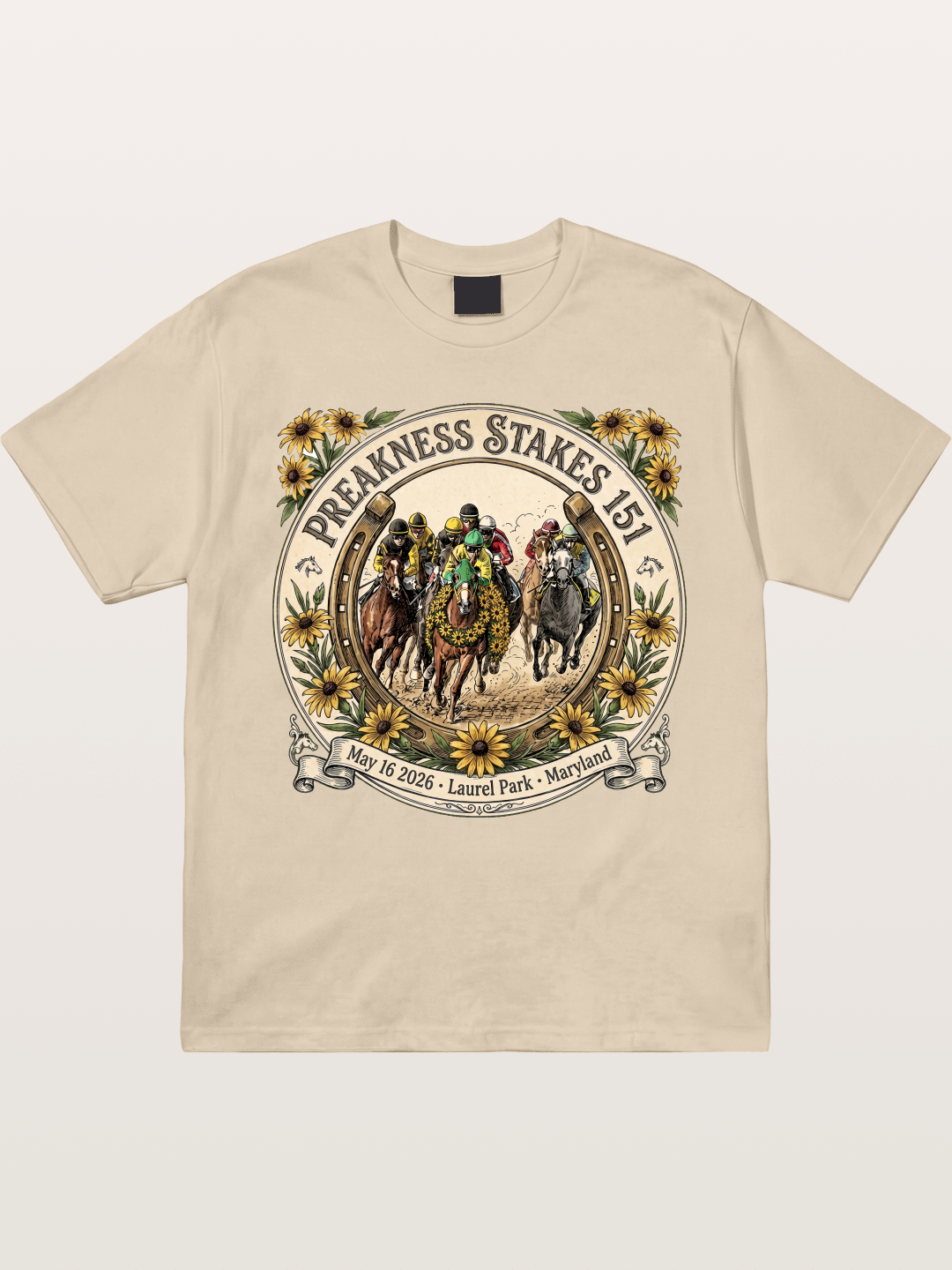 151st Preakness Stakes Horseshoe Badge Gildan T-shirt
