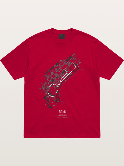 Baku City Circuit F1 Map Gildan T-shirt
