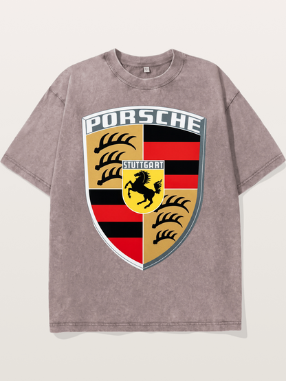 Porsche Crest Shield Design Washed T-shirt