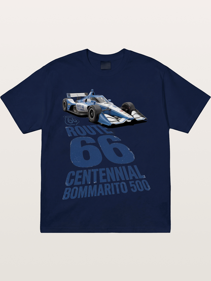 Blue IndyCar Route66 Print Gildan T-shirt