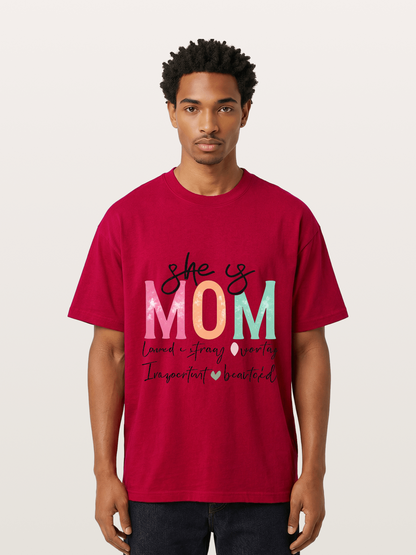 She is Mom Boho Pastel Print Gildan T-shirt