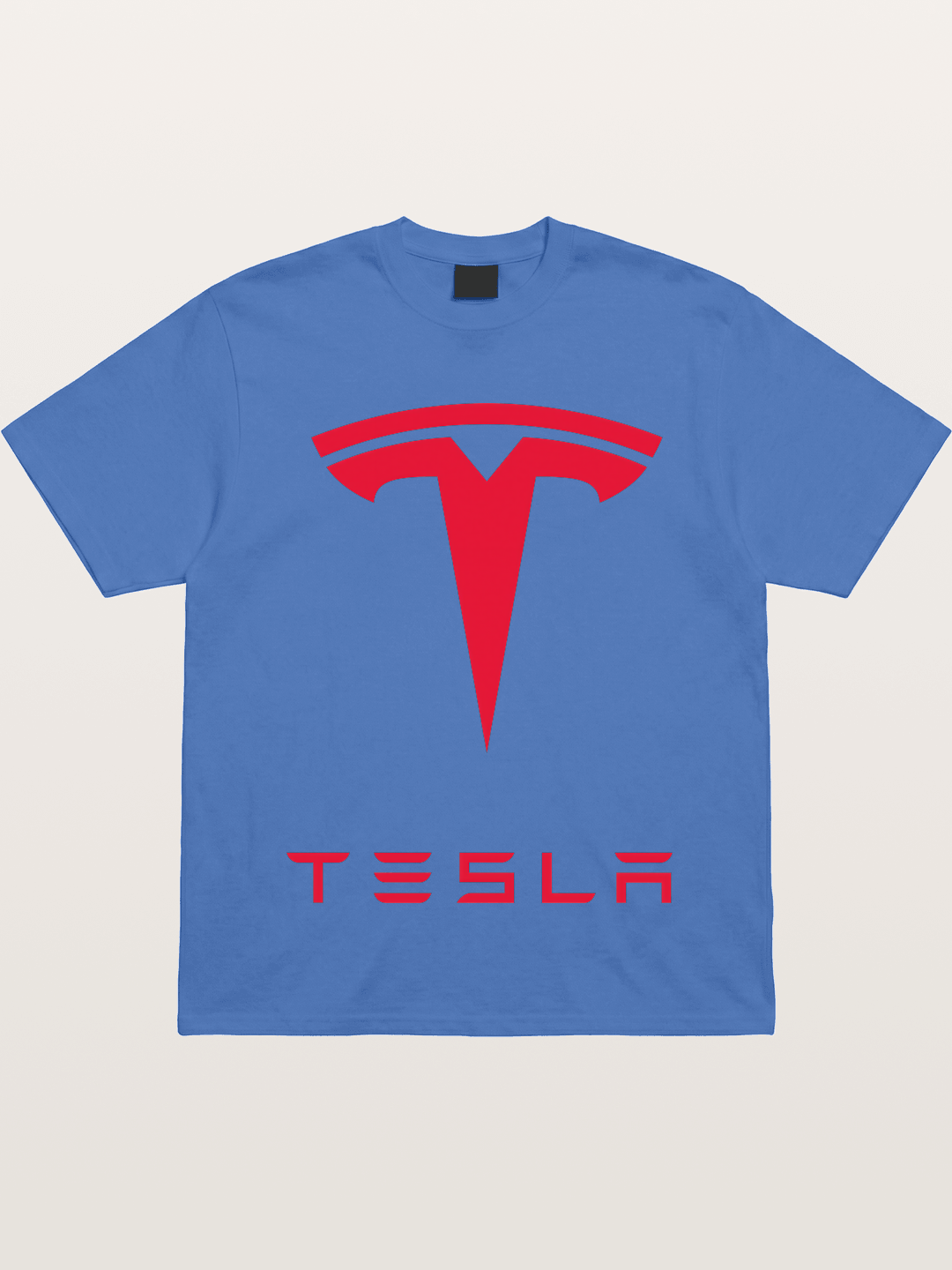 Tesla Red Logo Sticker Gildan T-shirt