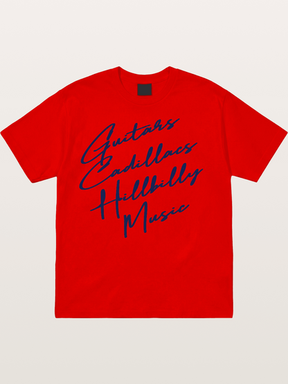 Guitars & Cadillacs Music Print Cotton T-shirt