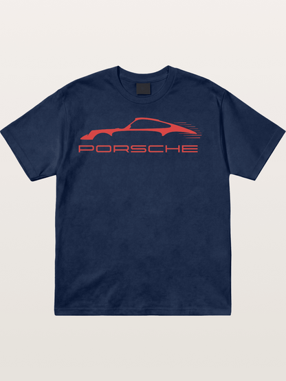 Red Porsche Silhouette Art Cotton T-shirt