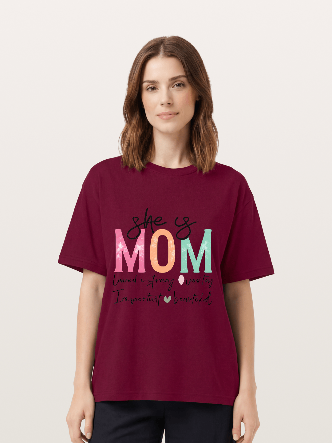 She is Mom Boho Pastel Print Gildan T-shirt