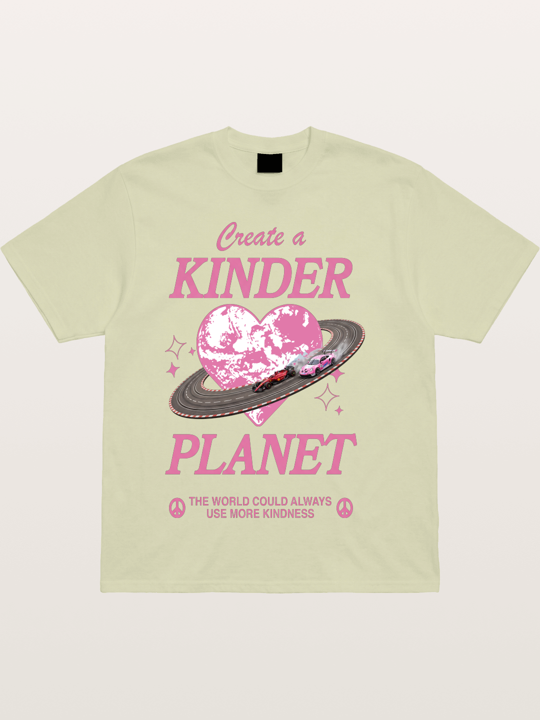 Pink Heart Earth Race Cotton T-shirt