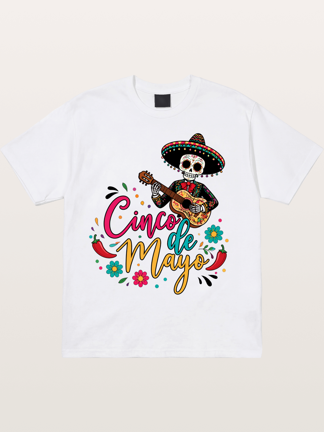 Cinco De Mayo Sugar Skull Graphic Cotton T-shirt