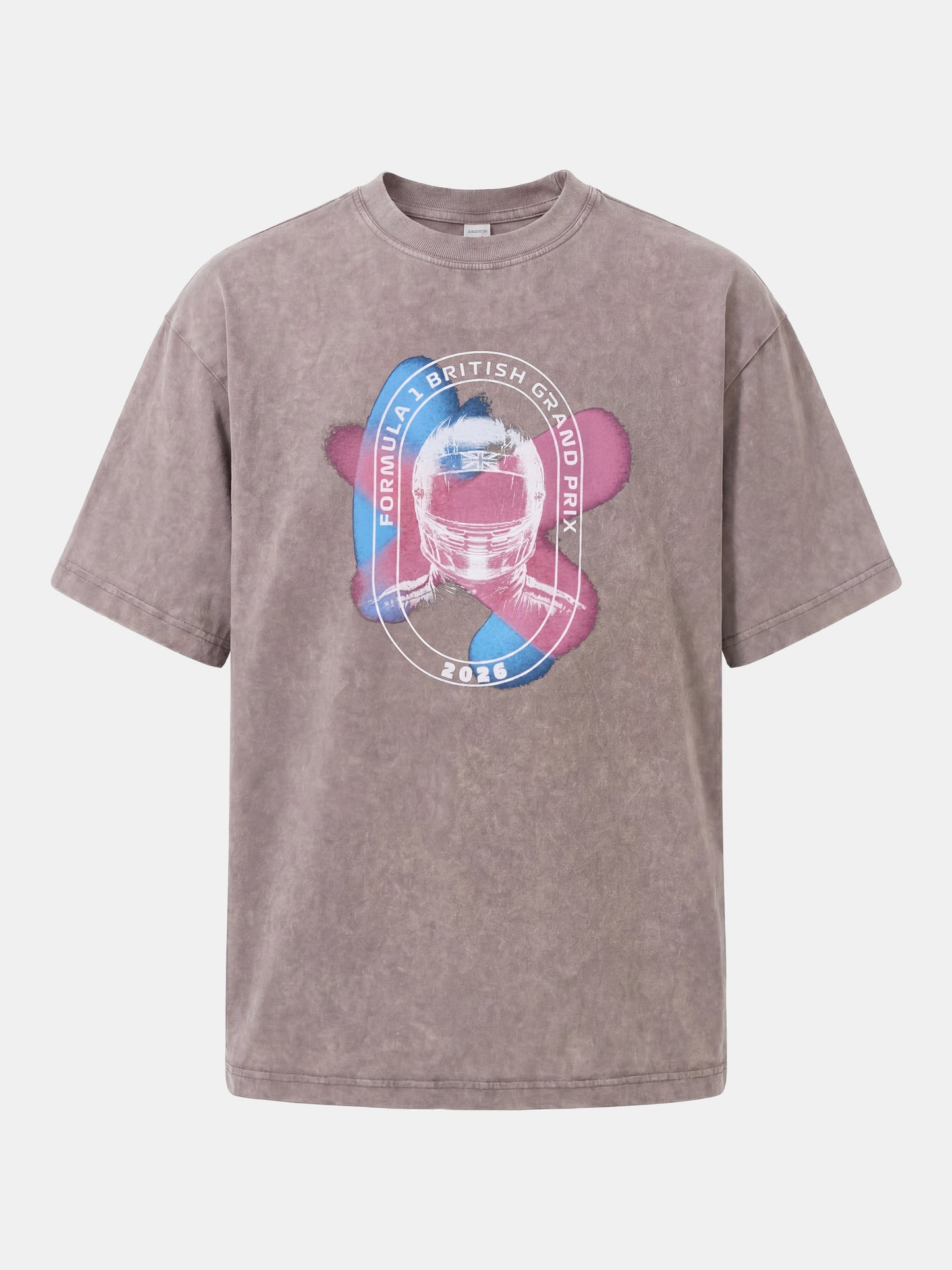 F1 British GP Union Jack Helmet Washed T-shirt