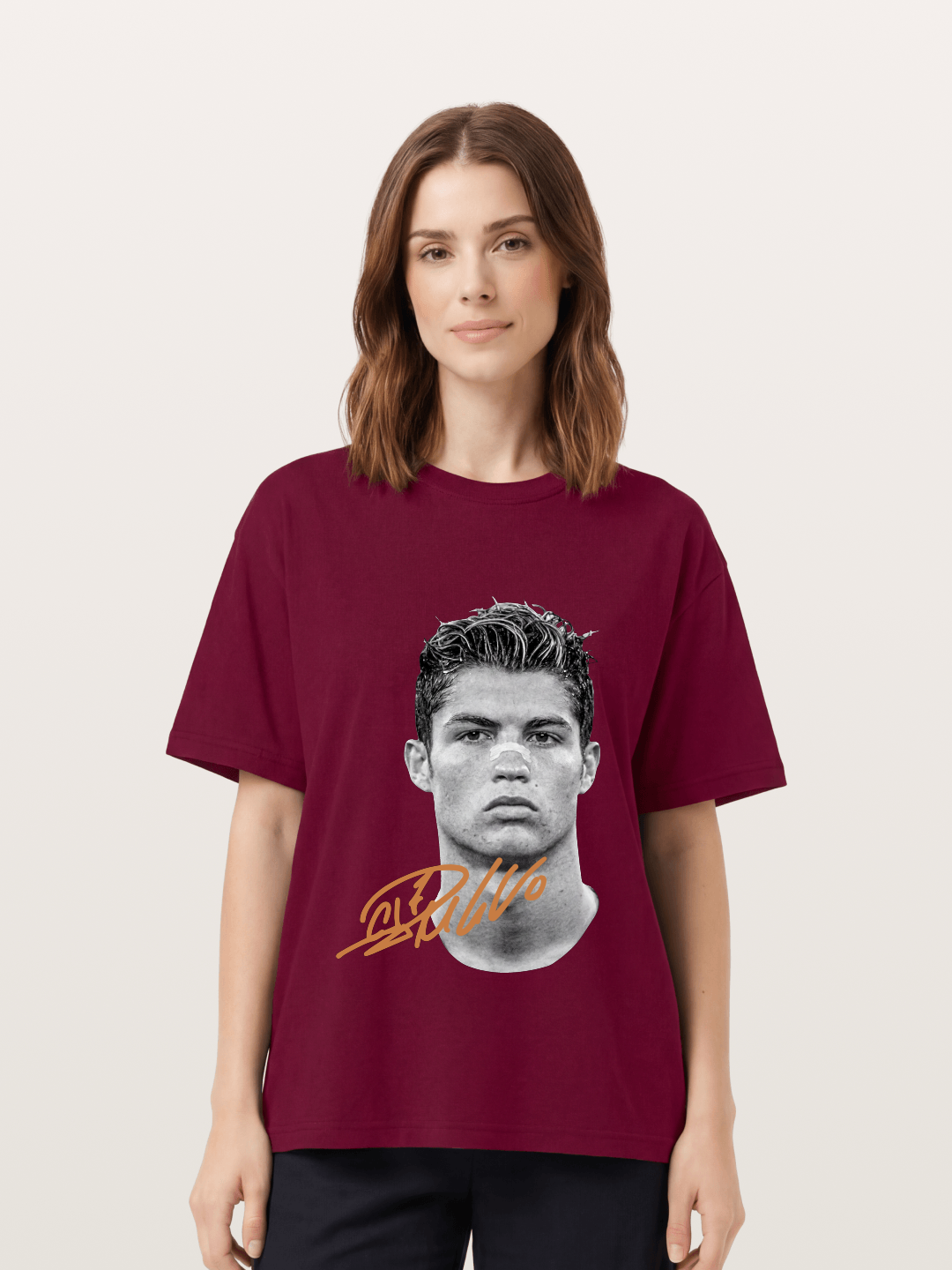 Cristiano Ronaldo Black White Portrait Gildan T-shirt