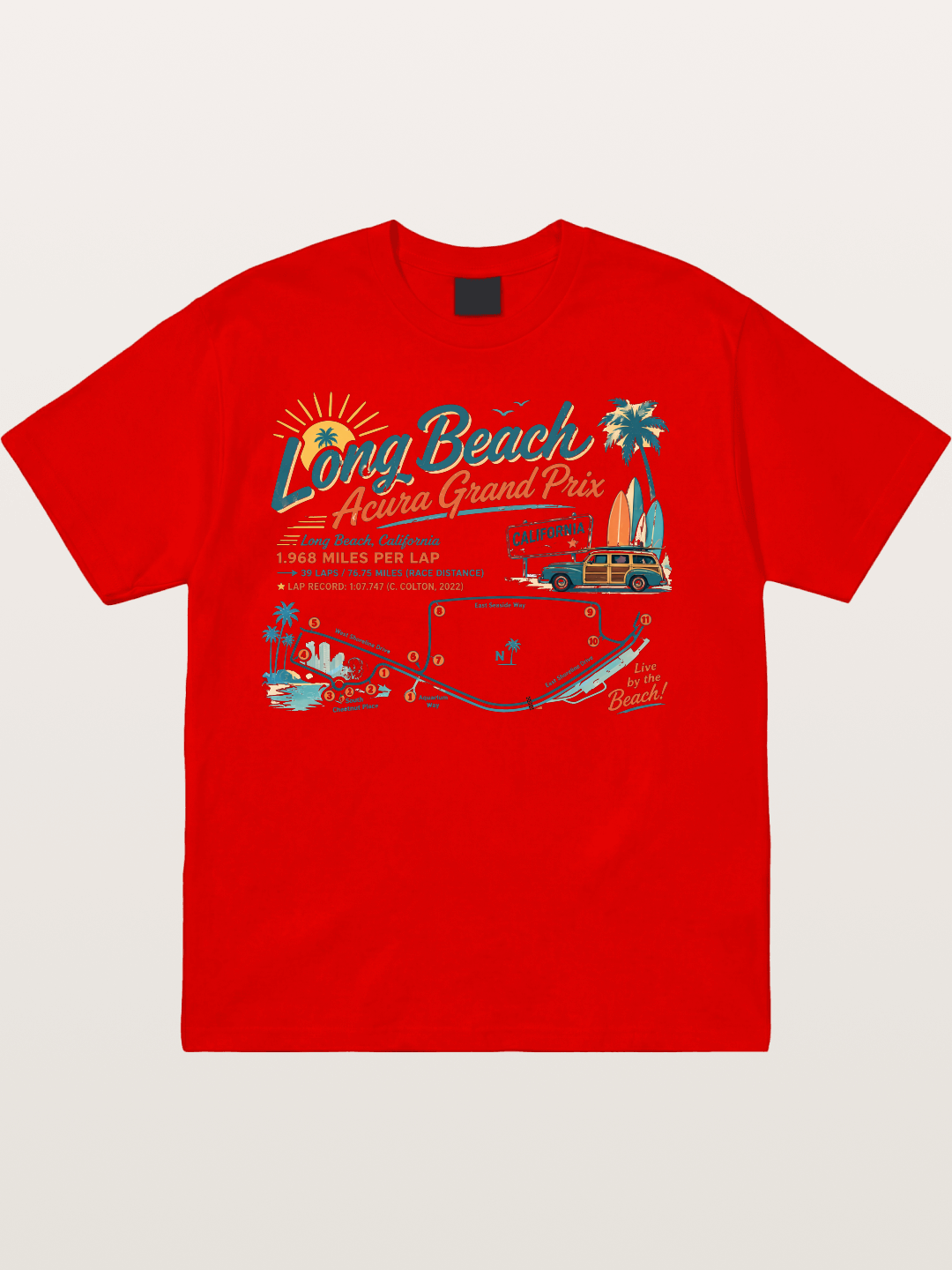 California Long Beach Race Poster Cotton T-shirt