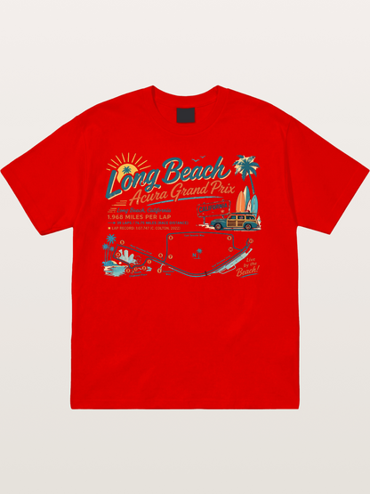 California Long Beach Race Poster Cotton T-shirt