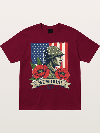 Memorial Day Poppy Soldier Art Gildan T-shirt