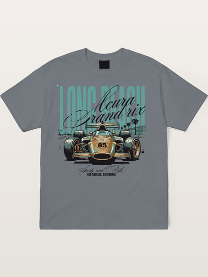 Vintage Long Beach Open Wheel Car Cotton T-shirt