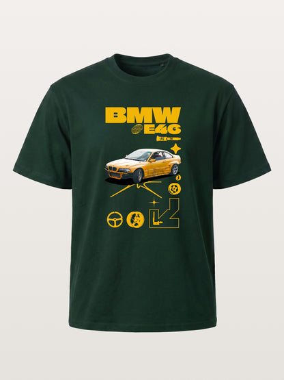 BMW E46 Yellow Tuner Print Gildan T-shirt