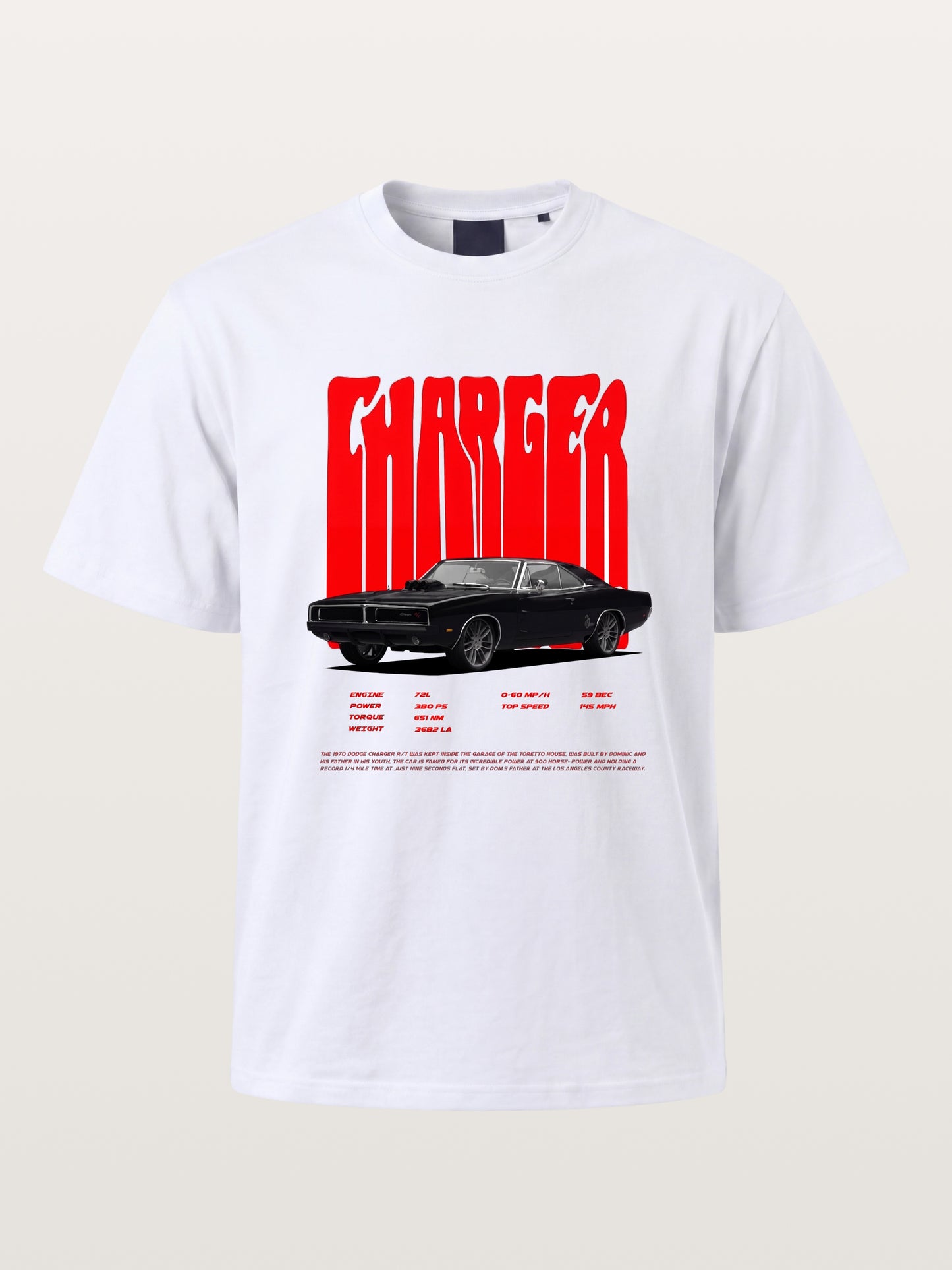 Red Charger Retro Muscle Print Gildan T-shirt