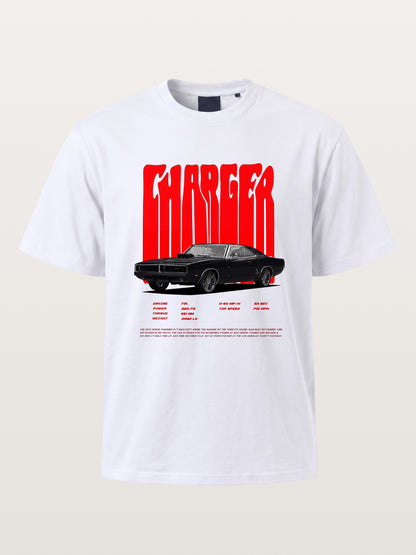 Red Charger Retro Muscle Print Gildan T-shirt