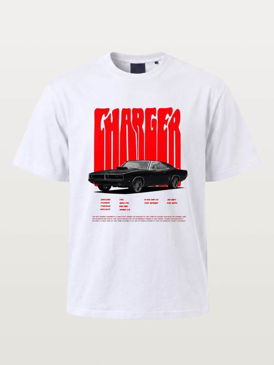 Red Charger Retro Muscle Print Gildan T-shirt
