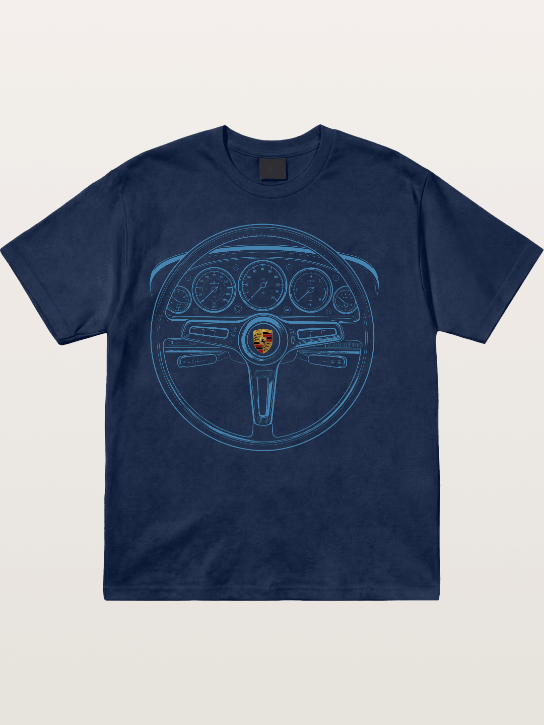 Porsche Classic Steering Wheel Blueprint Cotton T-shirt