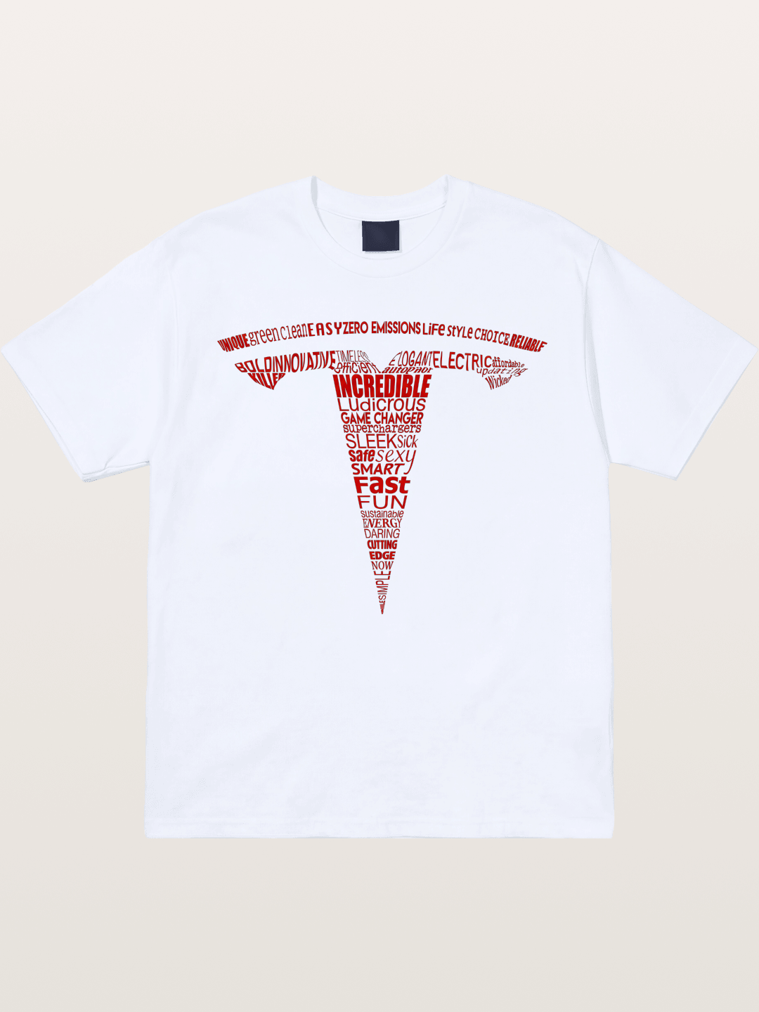 Tesla Word Cloud Heart Print Gildan T-shirt