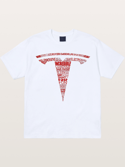 Tesla Word Cloud Heart Print Gildan T-shirt