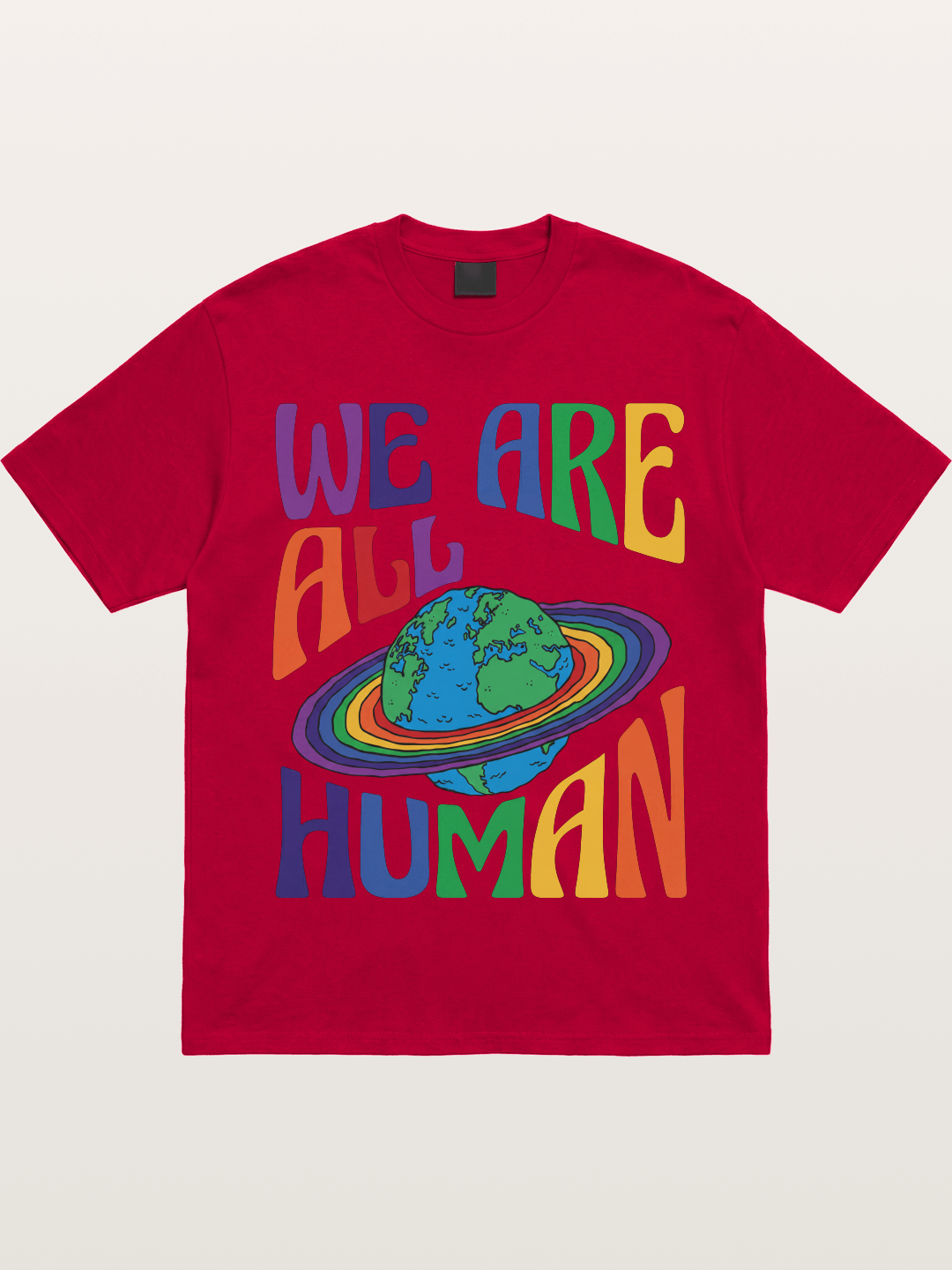 We Are All Human Rainbow Earth Design Gildan T-shirt
