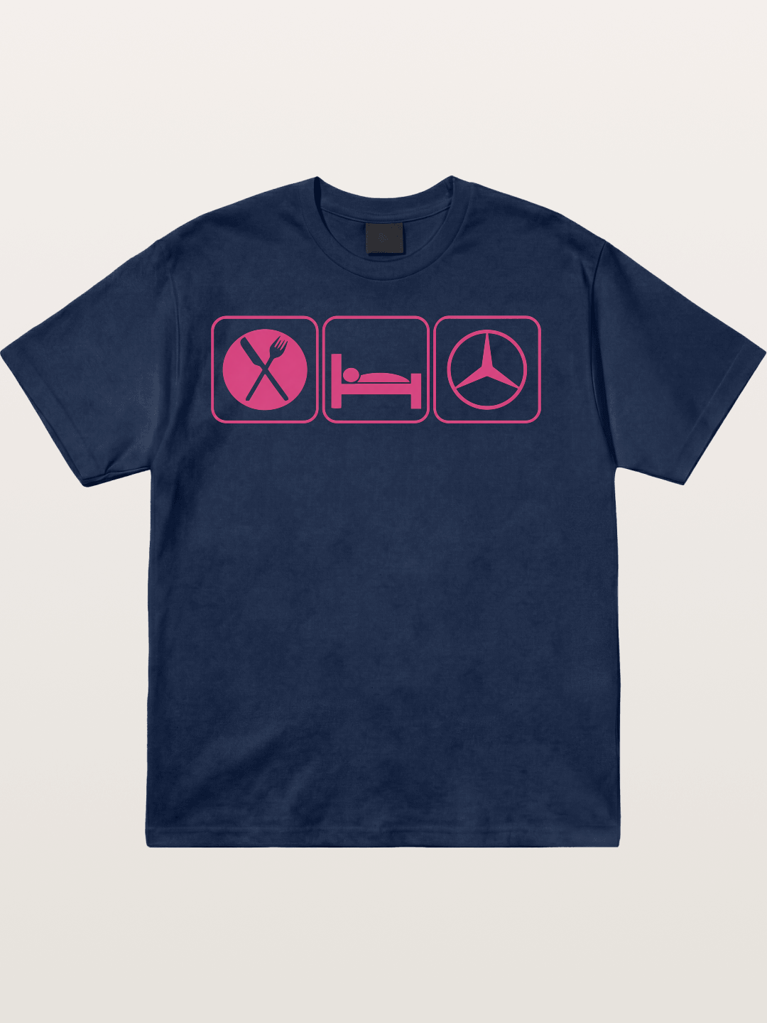 Eat Sleep Mercedes Pink Print Cotton T-shirt