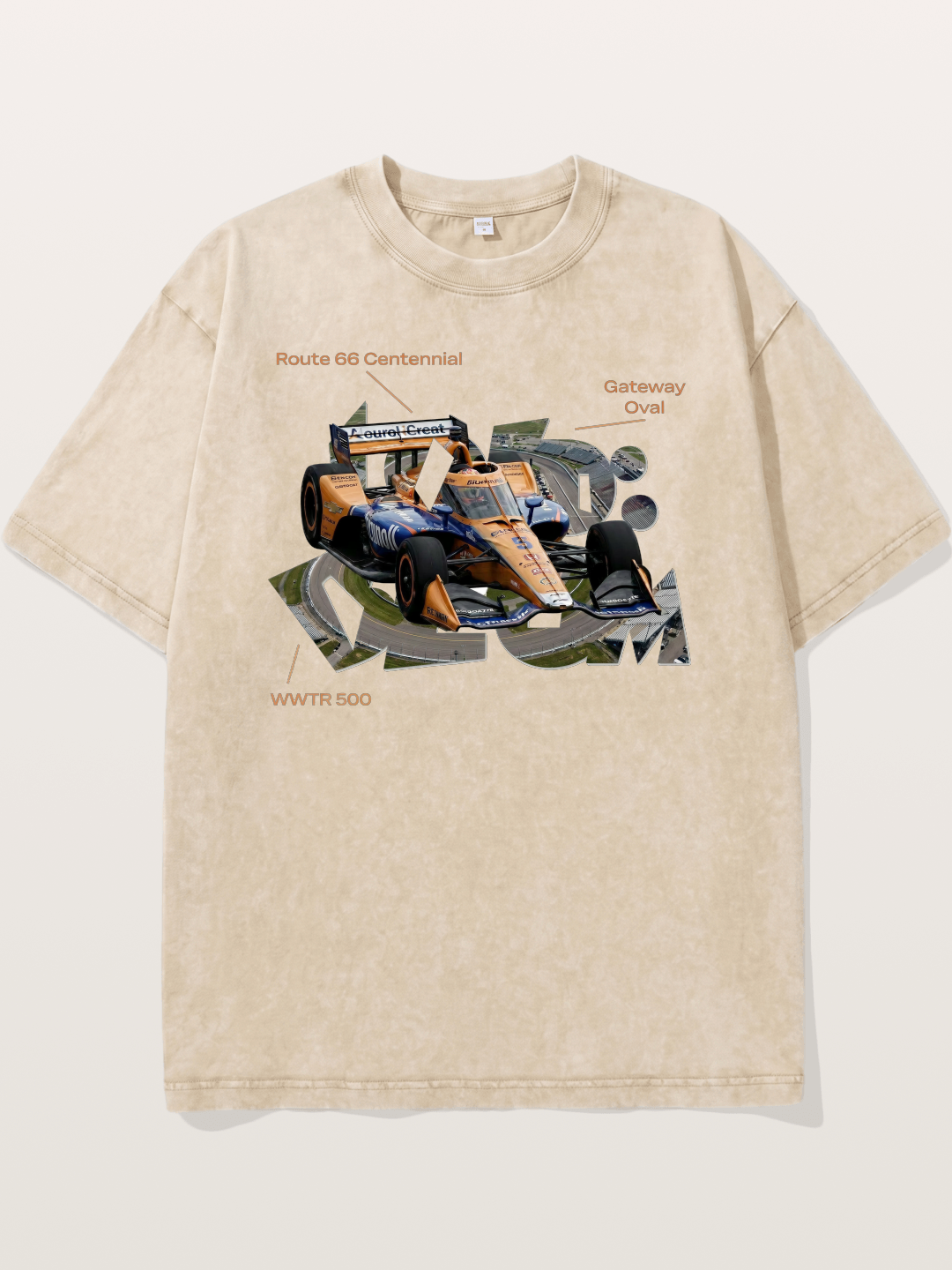 Orange IndyCar Route66 Art Washed T-shirt