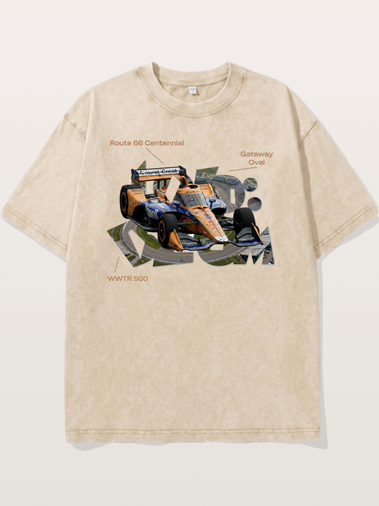Orange IndyCar Route66 Art Washed T-shirt