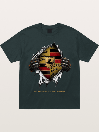 Porsche Crest Tear Through Effect Gildan T-shirt