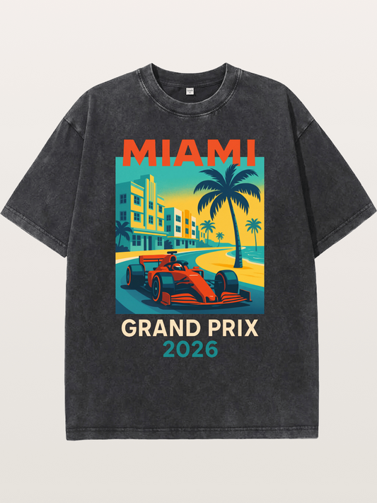 Miami Retro Race Vibes Washed T-shirt