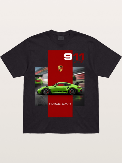 Porsche 911 GT3 Green Race Car Cotton T-shirt
