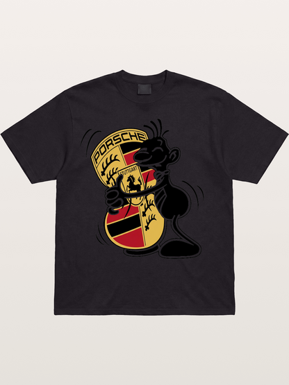 Character Hugging Porsche Crest Cotton T-shirt