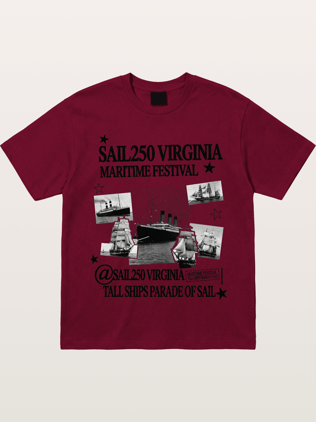 Collage Black White Sailboat Card Gildan T-shirt