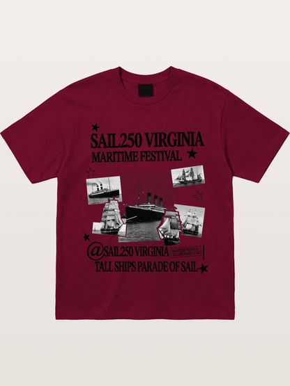 Collage Black White Sailboat Card Gildan T-shirt